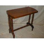 A Victorian inlaid walnut rectangular occasional table on bobbin turned supports