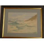H**H**Bingley - watercolour "Breakers and Spray Perranporth Cornwall 1943", signed,