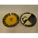 Two Continental Studio pottery circular bowls with geometric decoration