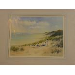 Adrian Taunton - watercolour "Picnic in the Dunes", signed, labelled to verso,