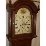 A 19th Century longcase clock with 12" painted arched dial by De la Salle of Fareham,