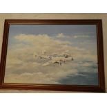 An oil painting by C Norton depicting a RAF Shackleton aircraft 19½" x 29½"