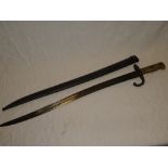 A French M1866 Chassepot bayonet with single edged blade marked St.