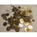 A selection of pre-decimal British coinage together with commemorative crowns etc.