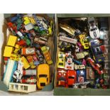 A large selection of various diecast vehicles including Matchbox, Corgi, Tonka,