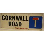 An aluminium road sign "Cornwall Road Twickenham" 26" x 10"
