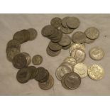 A selection of over thirty pre-1947 silver half crowns together with a small selection of silver