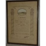 A 1929 Southern Cruise Crossing the Line Certificate for HMS Cornflower with inset ship's