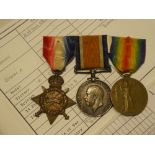 A 1914/15 Star trio of medals awarded to No. 9250 Bandsman/Pte. J. A.