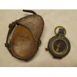 A First War Officer's marching compass dated 1917 in leather case dated 1917