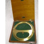 A good quality brass circular engineer's protractor by Hall Harding Limited London in fitted