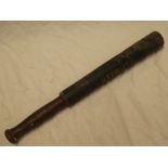 An early Victorian Redruth police truncheon with painted decoration "Redruth Constable 1847" 15½"