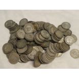 A selection of approximately 150 various pre 1947 silver shillings
