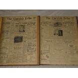 Two large bound volumes of the Cornish Echo Newspaper 1948 and 1949