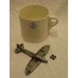 A Second War RAF pottery mug dated 1941,