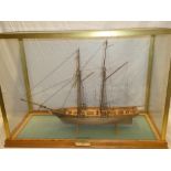 A good quality scale built wooden model schooner "Scottish Maid 1839" in rectangular glazed display