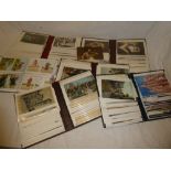 Five small albums of black and white and coloured postcards - topographical, figures, comic,