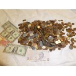 A large selection of mixed Foreign coins etc.