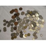 A large selection of various pre-decimal GB coinage together with silver 3d coins and others,