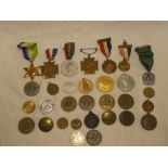 Various medallions and tokens, etc, including Atlantic Star, commemorative medallions,