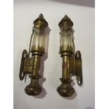 A pair of reproduction brass GWR carriage lamps