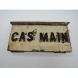 A wooden painted Gas Main sign a/f