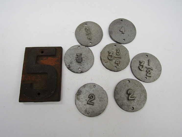 Assorted track cant numbers - 5, ¾, 3, 2, 3¾, 2,