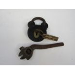 An LNER King lever padlock for Thorp Arch Signal Box and a GER adjustable spanner
