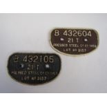 Two cast iron wagon plates,