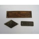 An Eastern Region W.R. Sykes IS Co Ltd location plate and two SGE work plates (3)