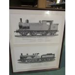 A framed and glazed print of GER locomotives 759 & 1090 Built at Stratford Works in the 1890's