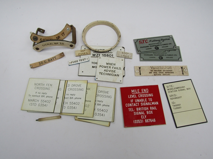 A quantity of mixed traffolyte labels to include Telephone Notices,