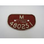 A cast iron LMS wagon plate in maroon colour,