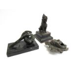 Three Oriental cast figures: Claw, temple dog and mask (3),