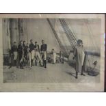 A black and white engraving "The Surrender of Napoleon" oak framed and glazed,