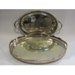 A silver plated galleried tray and another (2)