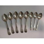 Eight silver teaspoons