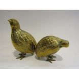 Two brass quails,