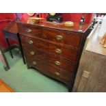 A George III mahogany chest of two over three drawers,