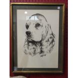 A grey wash and ink portrait of a cocker spaniel by Fred Aris (1932-1995) signed and dated 64 lower