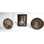 Three miniature portraits of ladies, 6, 6.5, & 7.