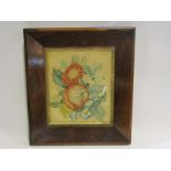 A 19th Century coloured floral spray engarving in rosewood frame,