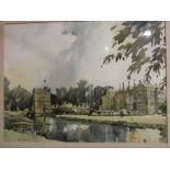A watercolour of Dorchester Broughton Castle, signed lower left, framed and glazed,