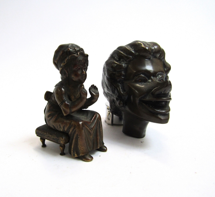 A cast bronze figure small child and bust of female approx 7. - Image 2 of 2