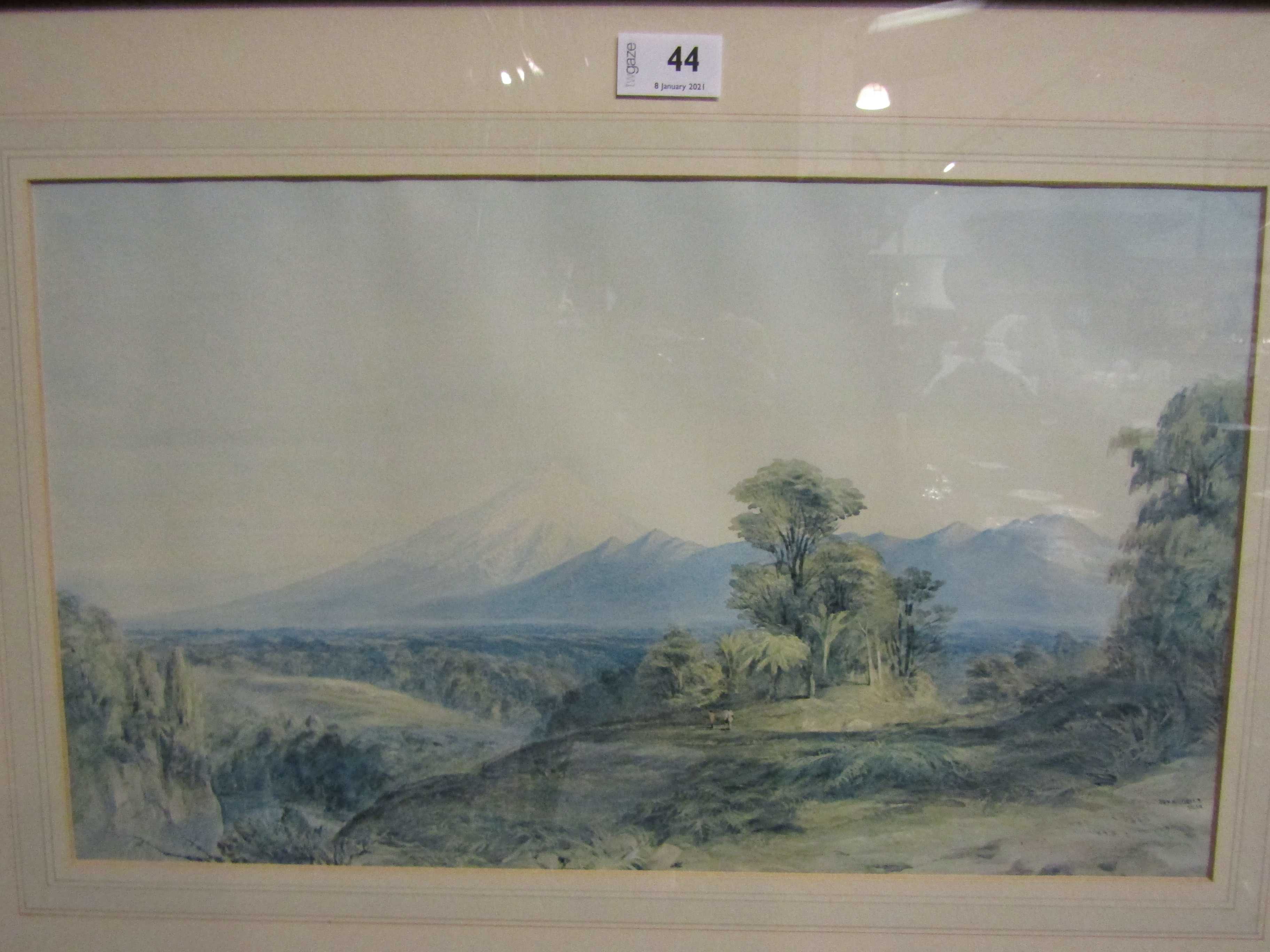 After John Gully (1819-1888), view of Mount Egmont, North Island, NZ,