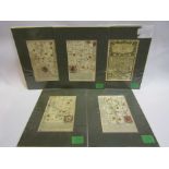 Eight mounted 18th Century road maps including London to Pool (Poole),