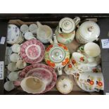 Two boxes of mixed 19th Century and later tea wares including Japanese eggshell