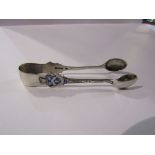 A pair of Masonic silver sugar tongs,