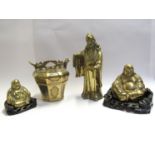 Two brass Buddha figures,