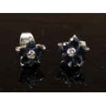 A pair of sapphire and diamond floral earrings, 3.